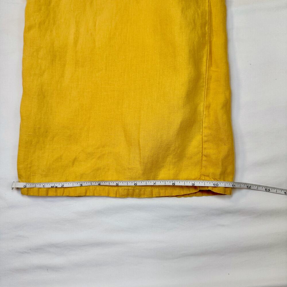 J Jill Love Linen Wide Leg Capri Pant Mustard Sun Yellow Women’s Medium Boho - Picture 5 of 16